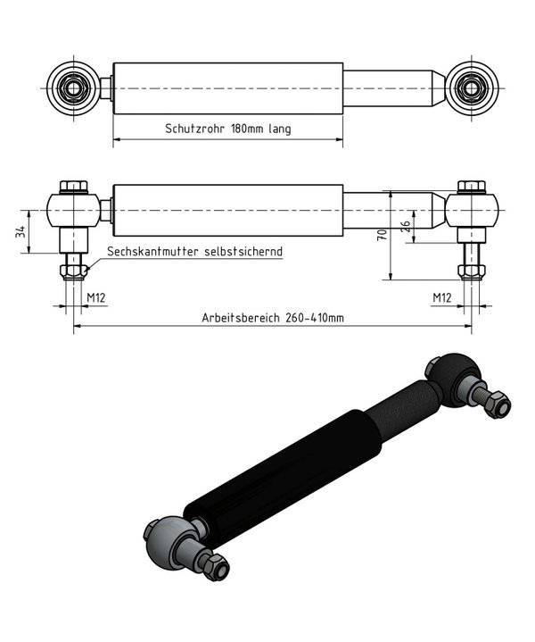 BÜNTE Achsstoßdämpfer universal schwarz 1500 kg 