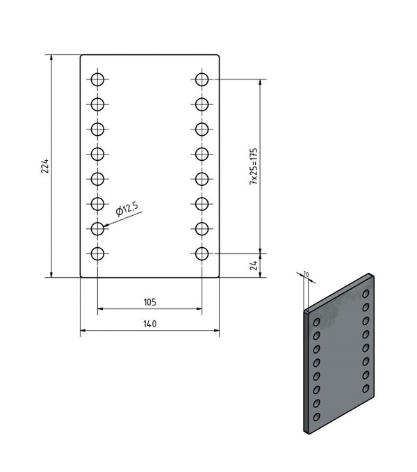 BÜNTE Adapterplatte, 224 x 140 x 10 mm